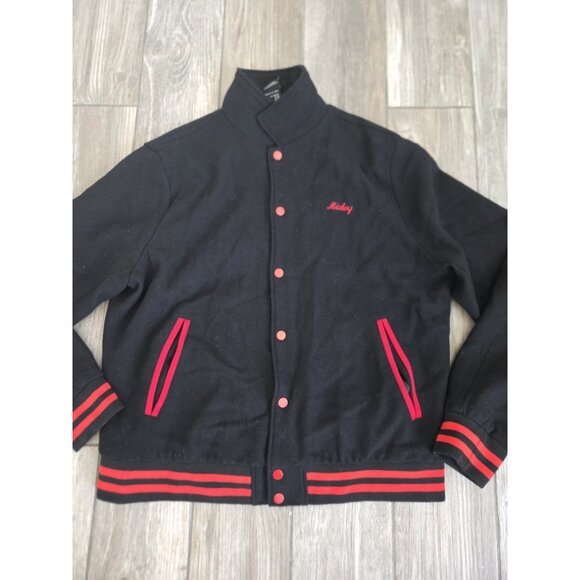 Disney x Forever 21 Mickey Mouse Button up Black Varsity Bomber Jacket Size XL - Picture 2 of 14
